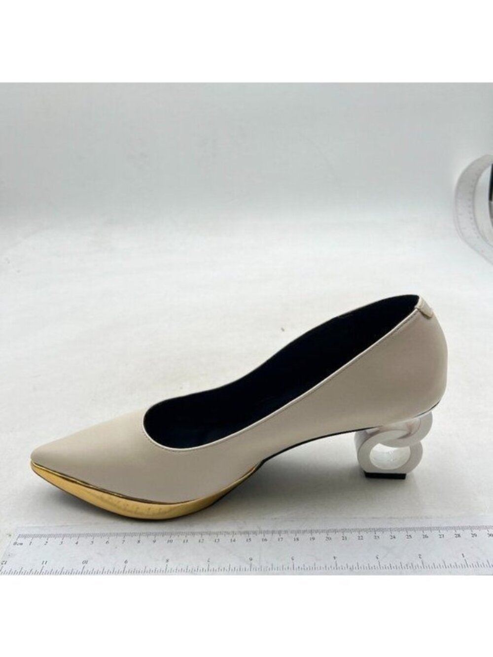 FSJ Women Bridal Pointed Toe Chunky Block Low Heel  Pumps White Heels Shoes